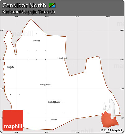 Classic Style Simple Map of Zansibar North, cropped outside