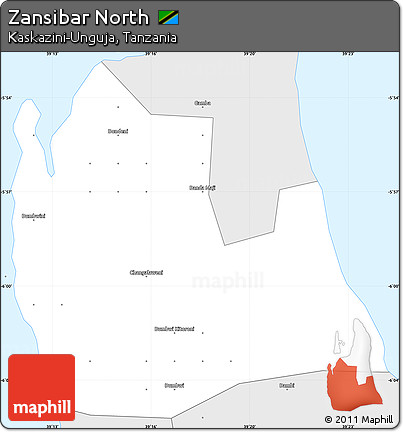 Silver Style Simple Map of Zansibar North