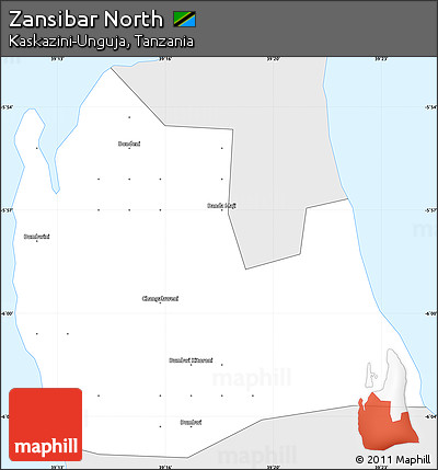 Silver Style Simple Map of Zansibar North, single color outside