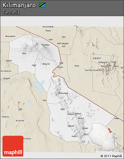 Classic Style 3D Map of Kilimanjaro