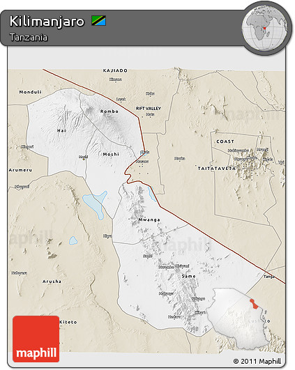 Classic Style 3D Map of Kilimanjaro