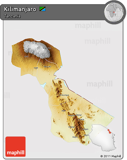 Physical 3D Map of Kilimanjaro, cropped outside