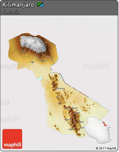Physical 3D Map of Kilimanjaro, cropped outside