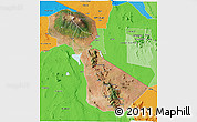 Satellite 3D Map of Kilimanjaro, political outside