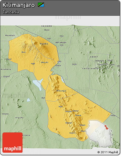 Savanna Style 3D Map of Kilimanjaro