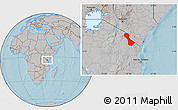 Gray Location Map of Kilimanjaro, hill shading