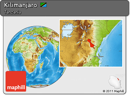 Physical Location Map of Kilimanjaro
