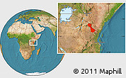 Satellite Location Map of Kilimanjaro