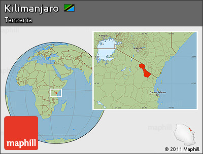 Savanna Style Location Map of Kilimanjaro