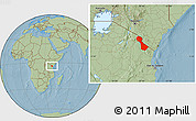 Savanna Style Location Map of Kilimanjaro, hill shading