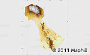 Physical Map of Kilimanjaro, single color outside