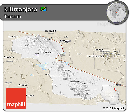 Classic Style Panoramic Map of Kilimanjaro