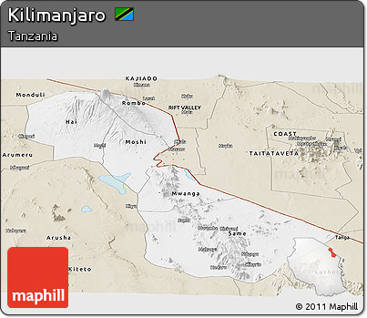 Classic Style Panoramic Map of Kilimanjaro