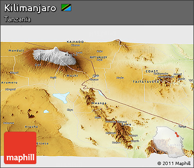 Physical Panoramic Map of Kilimanjaro