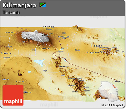 Physical Panoramic Map of Kilimanjaro