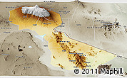 Physical Panoramic Map of Kilimanjaro, semi-desaturated