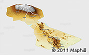 Physical Panoramic Map of Kilimanjaro, single color outside