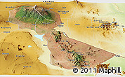 Satellite Panoramic Map of Kilimanjaro, physical outside