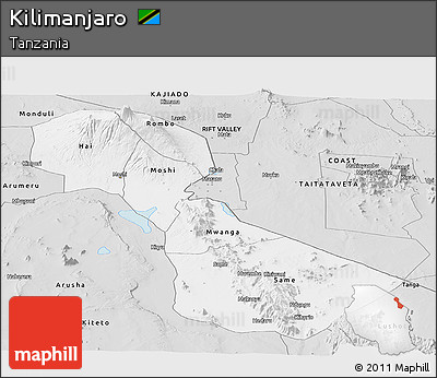 Silver Style Panoramic Map of Kilimanjaro