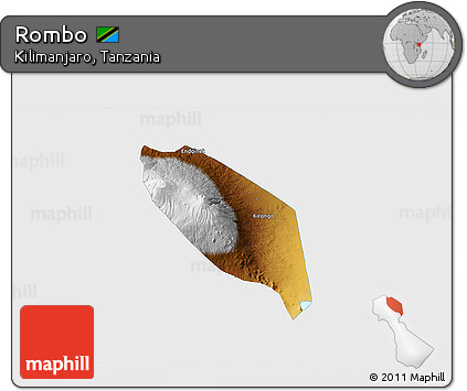 Physical 3D Map of Rombo, single color outside