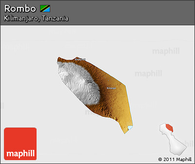 Physical 3D Map of Rombo, single color outside