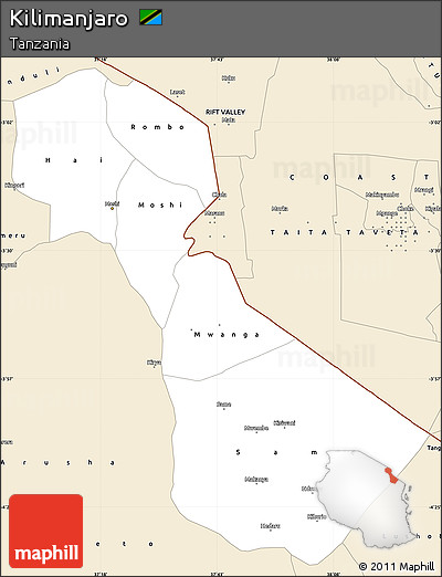 Classic Style Simple Map of Kilimanjaro