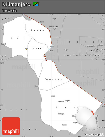 Gray Simple Map of Kilimanjaro