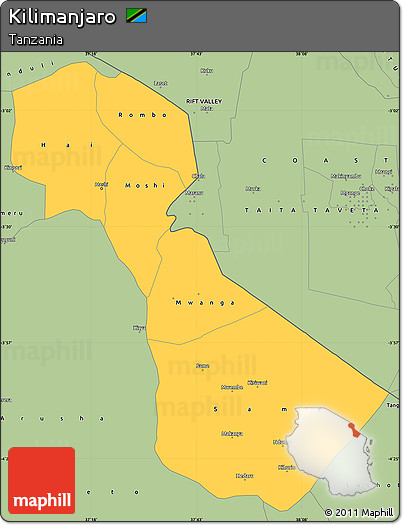 Savanna Style Simple Map of Kilimanjaro