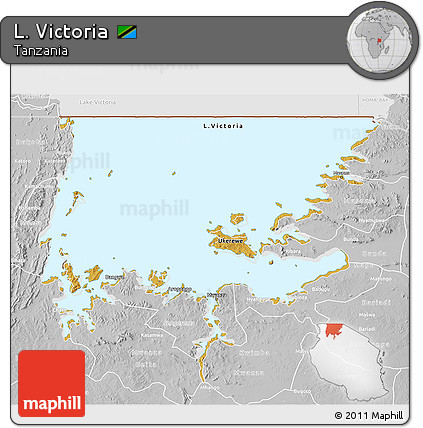 Physical 3D Map of L. Victoria, lighten, desaturated