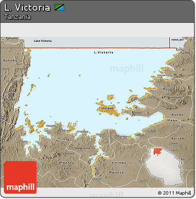 Physical 3D Map of L. Victoria, semi-desaturated