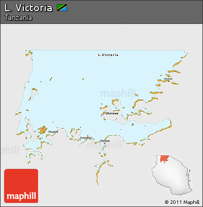 Physical 3D Map of L. Victoria, single color outside