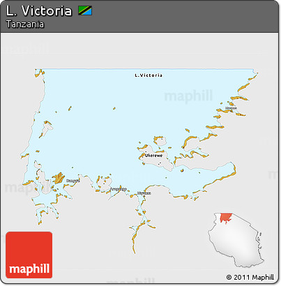 Physical 3D Map of L. Victoria, single color outside
