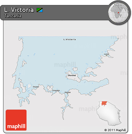 Silver Style 3D Map of L. Victoria, single color outside