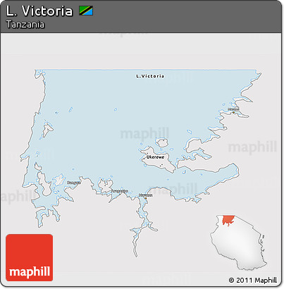 Silver Style 3D Map of L. Victoria, single color outside