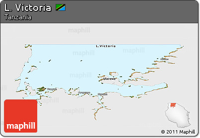 Satellite Panoramic Map of L. Victoria, single color outside