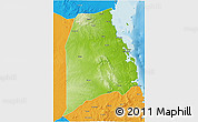Physical 3D Map of Kilwa, political outside
