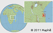 Savanna Style Location Map of Kilwa, within the entire country