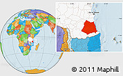 Political Location Map of Lindi, highlighted country