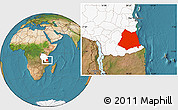 Satellite Location Map of Lindi, highlighted country