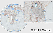 Gray Location Map of Tanzania, lighten, semi-desaturated, hill shading