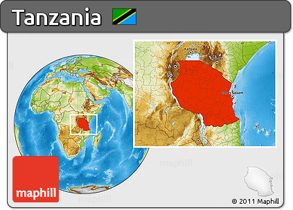 Physical Location Map of Tanzania