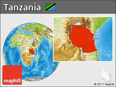 Physical Location Map of Tanzania