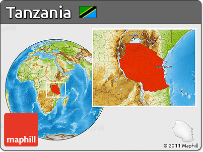 Physical Location Map of Tanzania