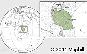 Savanna Style Location Map of Tanzania, blank outside, hill shading inside