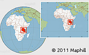Savanna Style Location Map of Tanzania, highlighted continent, within the entire continent