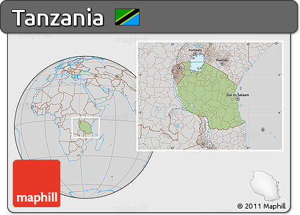 Savanna Style Location Map of Tanzania, lighten, desaturated