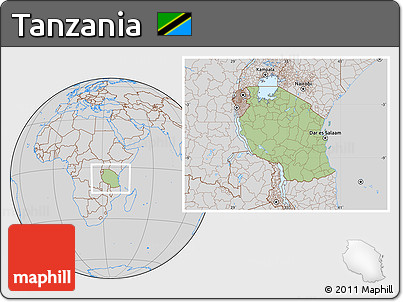 Savanna Style Location Map of Tanzania, lighten, desaturated