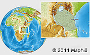 Savanna Style Location Map of Tanzania, physical outside, hill shading