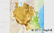 Physical Map of Tanzania, lighten, land only