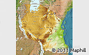 Physical Map of Tanzania, satellite outside